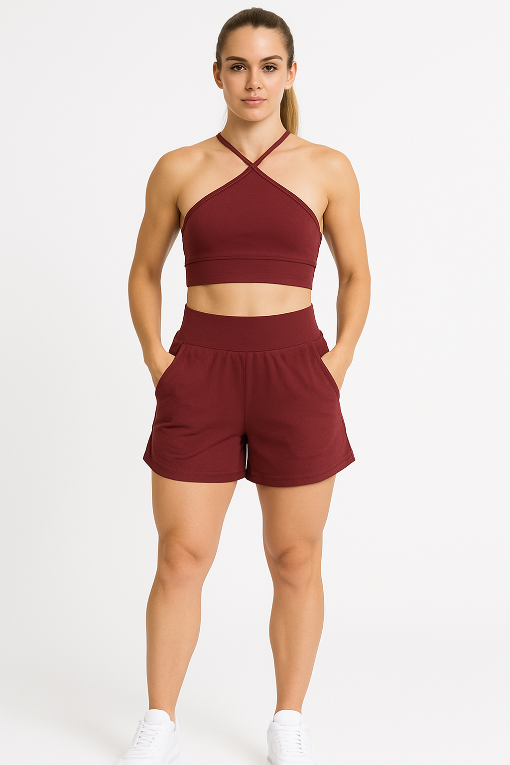 Conjunto Short Sobreposto Poliamida Light - Cereja