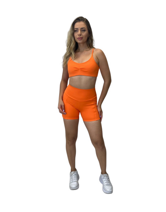 Conjunto Short Básico com Bolso Max Poliamida - Laranja