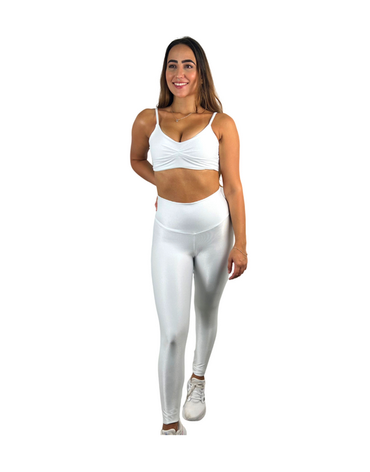 Conjunto Calça Básica Aveludado de Compressão - Branco