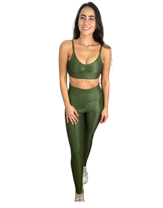 Conjunto Calça Básica - Aveludado de Compressão Verde Militar