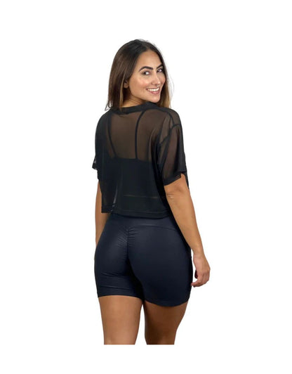 Mini Blusa Tule - Preta