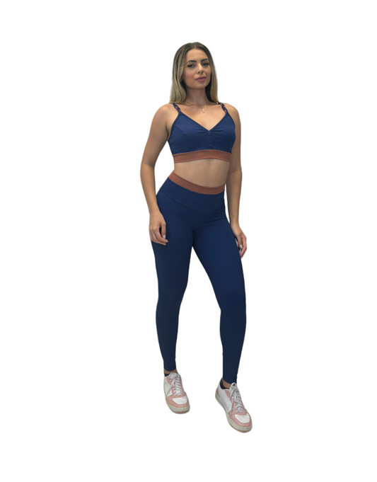 Conjunto Calça Básica Max Poliamida -  Azul Marinho e Avelã