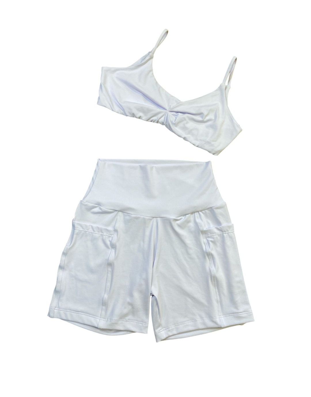 Conjunto Short Basico Poliamida Light com Bolso - Branco