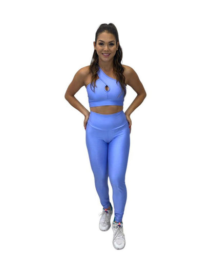 Conjunto Calça Básica Aveludado de Compressão - Azul Bebê