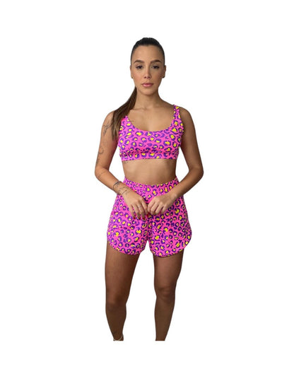 Conjunto Short Sobreposto Poliamida Light - Onça Rosa