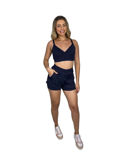 Conjunto Short Sobreposto Poliamida Light - Azul Petróleo