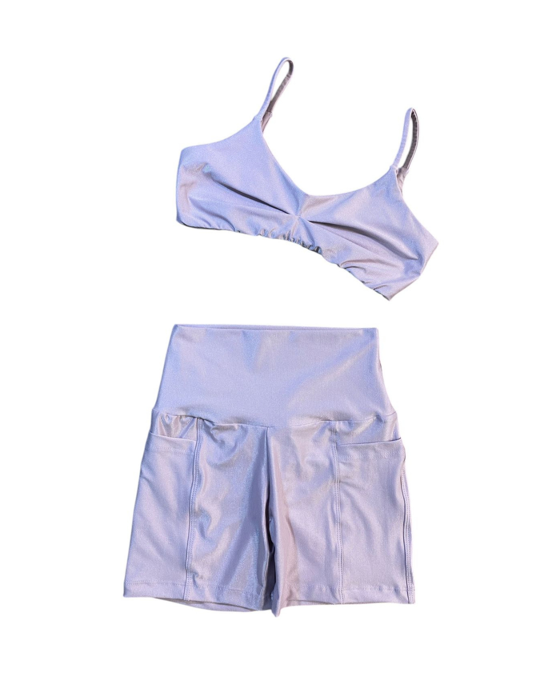 Conjunto Short Empina Com Bolso Aveludado de Compressão - Rosé