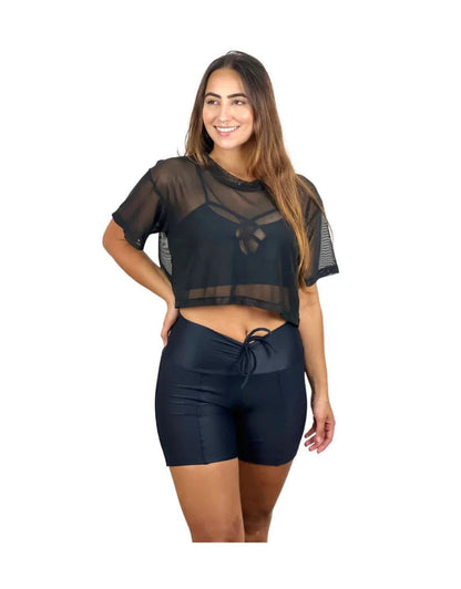 Mini Blusa Tule - Preta