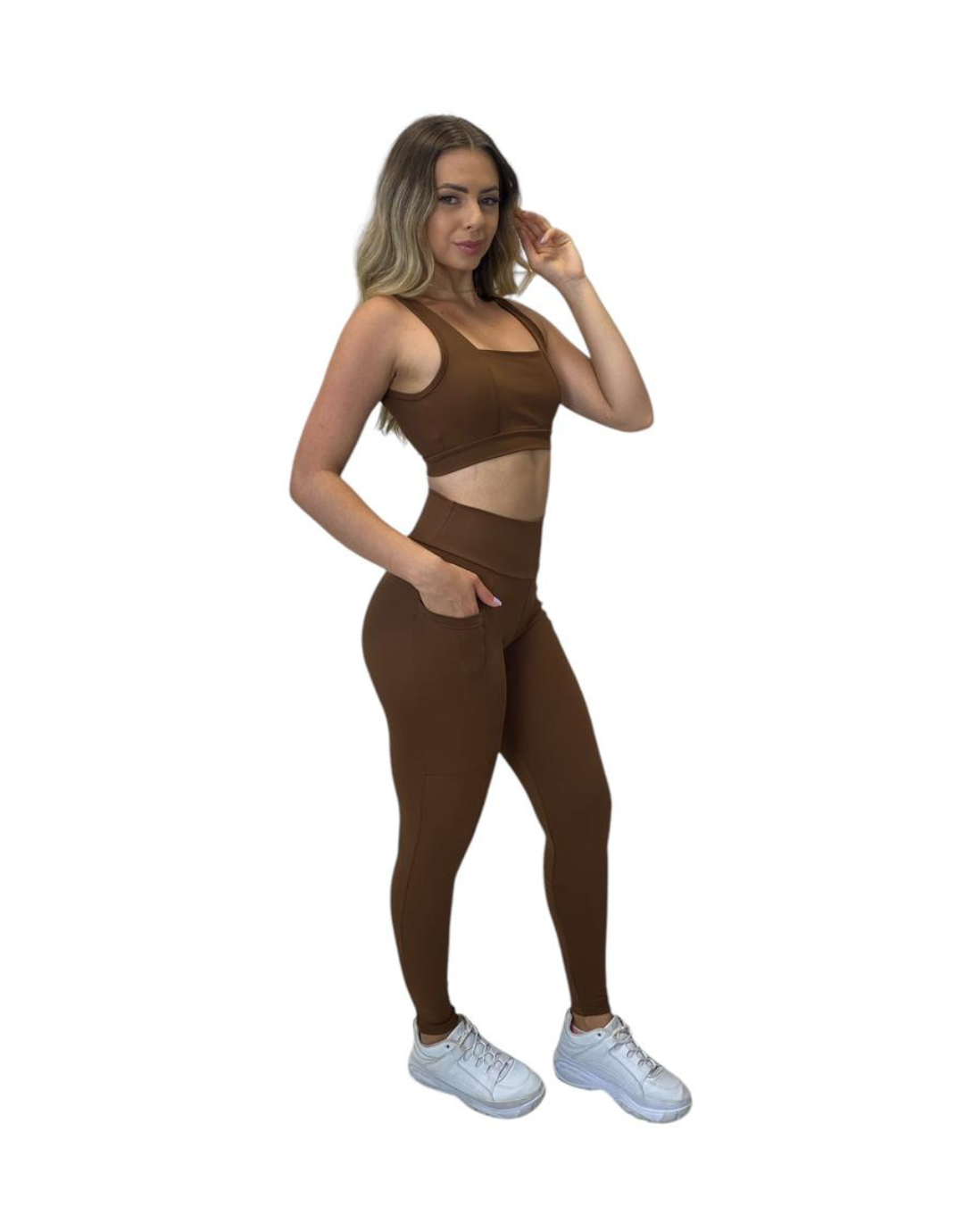 Conjunto Calça Básica Com Bolso Max Poliamida - Chocolate