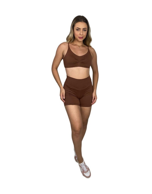 Conjunto Short Básico Poliamida Light - Chocolate