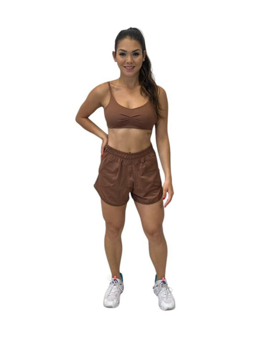 Conjunto Short Sobreposto Poliamida Light - Chocolate