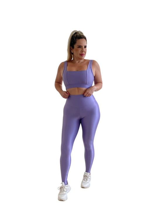 Conjunto Calça Básica Aveludado de Compressão - Açaí Claro