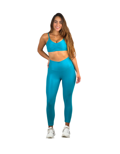 Conjunto Calça Básica Aveludado de Compressão - Turquesa