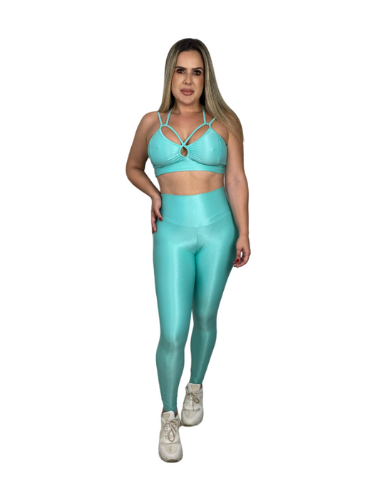 Conjunto Calça Básica Aveludado de Compressão - Verde Menta