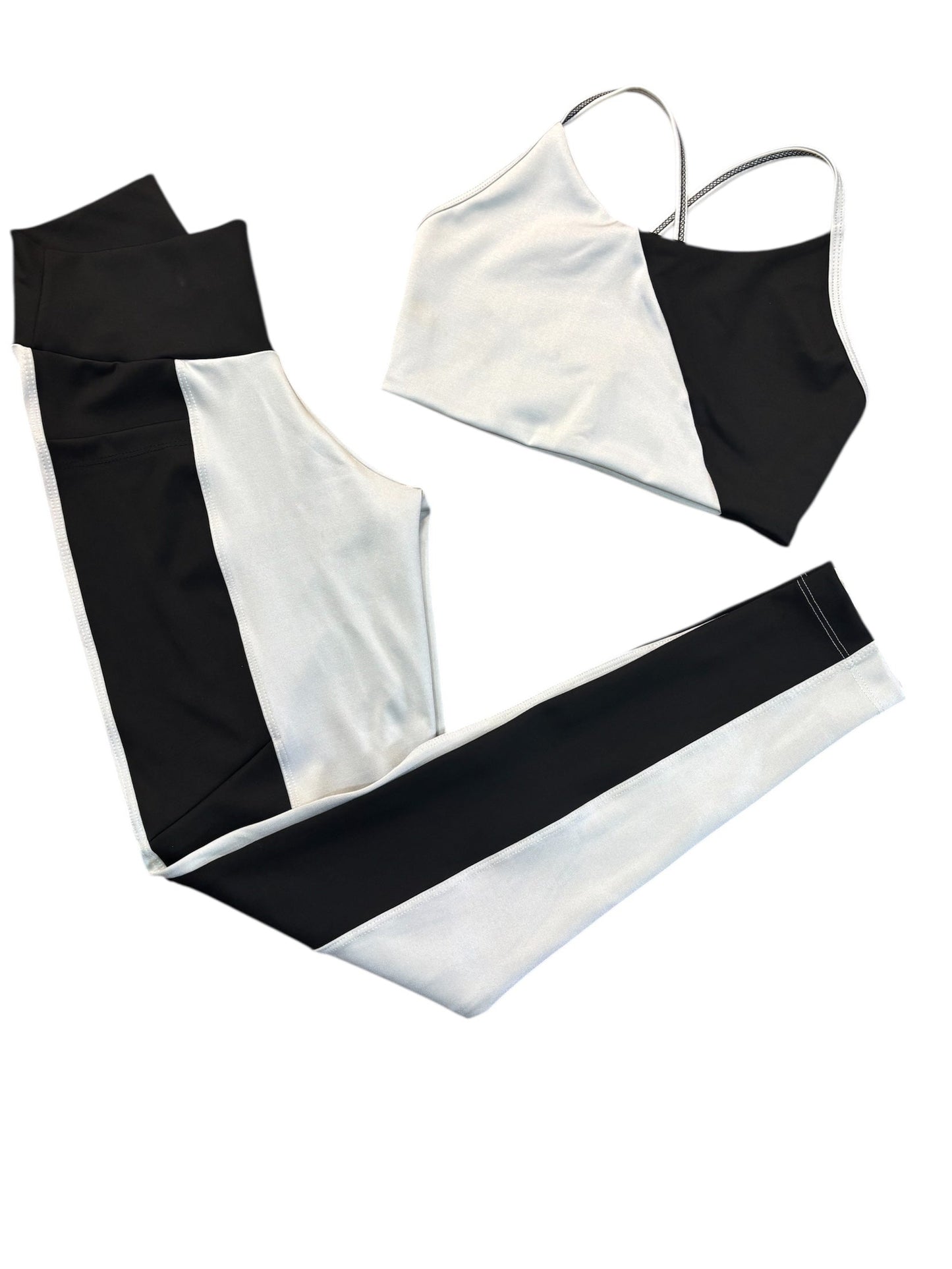 Conjunto Calça Básica com Bolso Max Poliamida - Branco com Preto