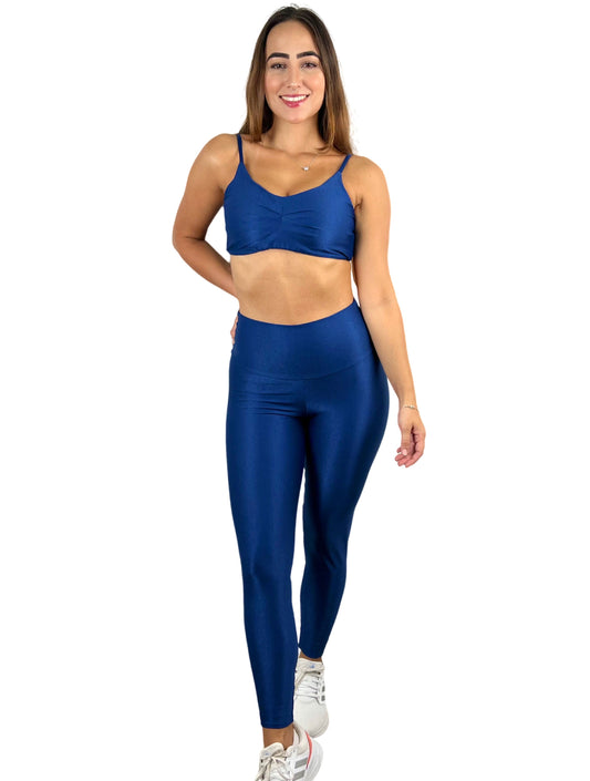 Conjunto Calça Básica - Top Cortininha - Azul Marinho