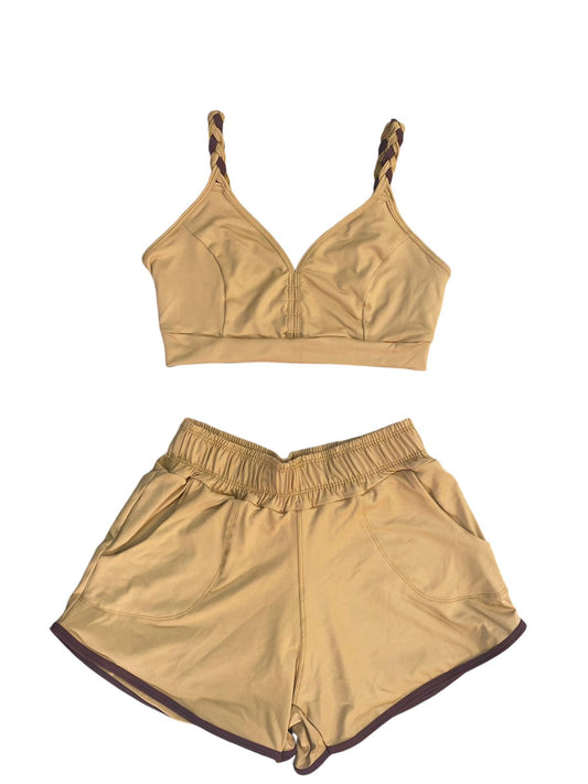 Conjunto Short Sobreposto Poliamida Light - Caramelo e Chocolate