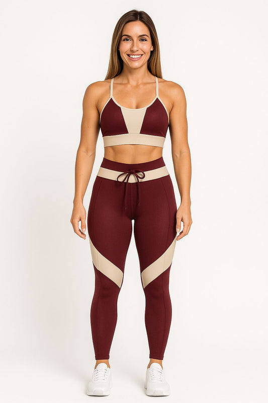 Conjunto Calça Básica Lola - Top Aline - Vinho