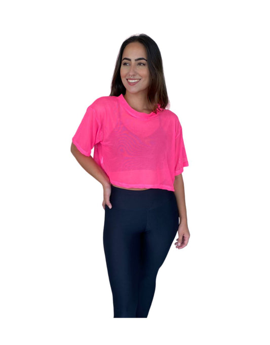 Mini Blusa Tule - Rosa Choque