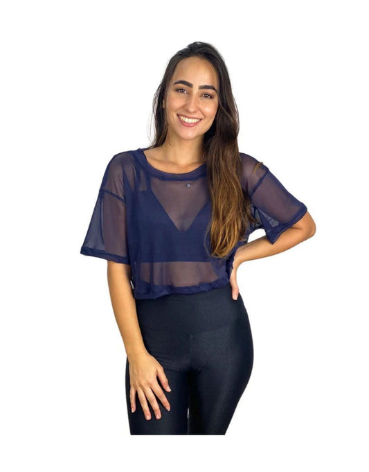 Mini Blusa Tule - Azul Marinho