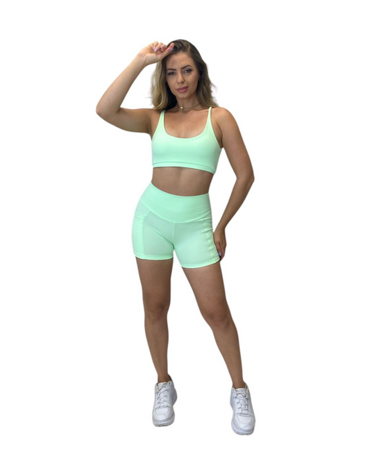 Conjunto Short Básico com Bolso Max Poliamida - Verde Menta