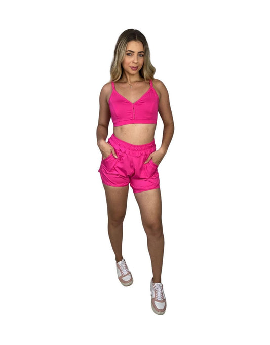 Conjunto Short Sobreposto Poliamida Light - Rosa Choque