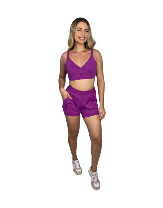 Conjunto Short Sobreposto Poliamida Light - Fúcsia