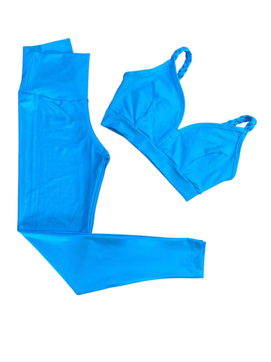 Conjunto Calça Básica Aveludado de Compressão - Azul Céu