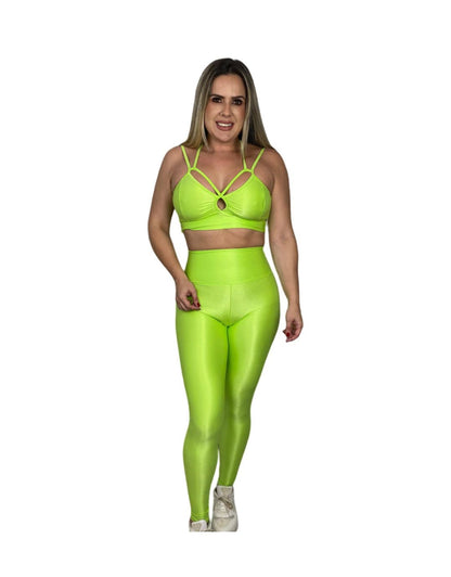 Conjunto Calça Básica Aveludado de Compressão - Verde Lima