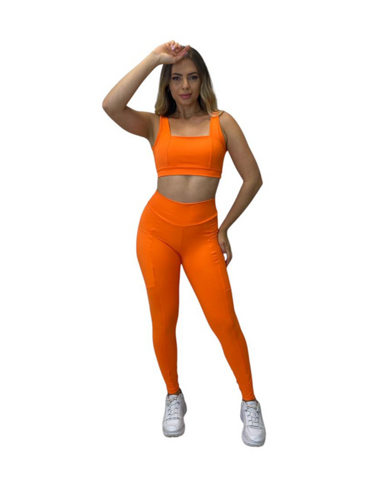 Conjunto Calça Básica com Bolso Max Poliamida - Laranja