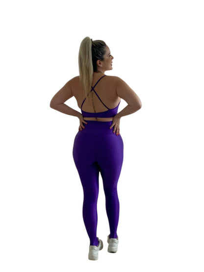 Conjunto Calça Básica Aveludado de Compressão - Roxo